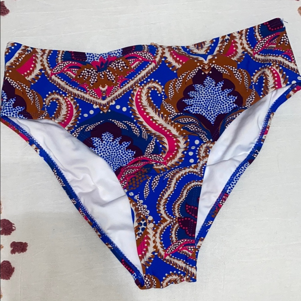 Blue and Brown Paisley Bikini Swim (NWOT)
